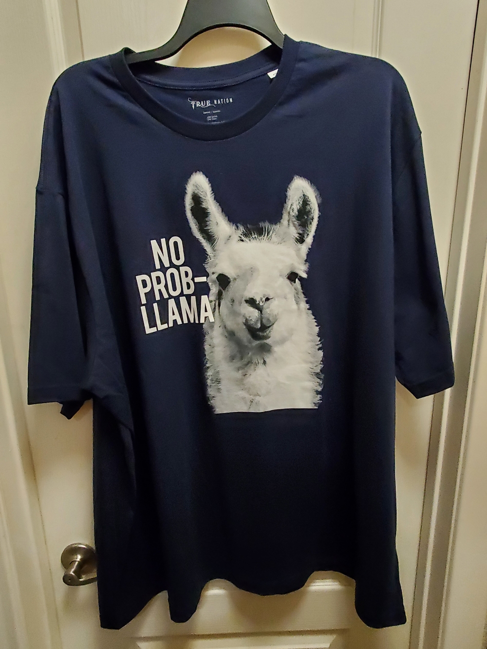 True Nation Men's Navy Short Sleeve Tee - 'No Prob-llama' Graphic - NWOT / 4XL